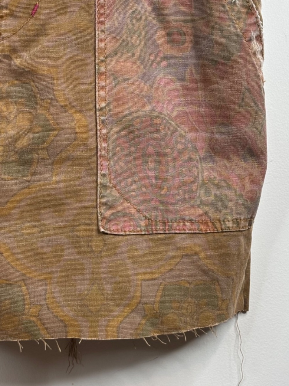 Pilcro Wanderer Overalls 27 DIY Shortalls Raw Hem CUT Brown Print Boho Cottage - Picture 5 of 14